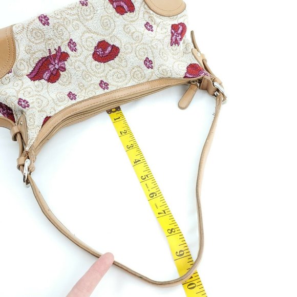Womens Cream Red Embroidered Adjustable Shoulder Strap Baguette Handbag … - Picture 9 of 14